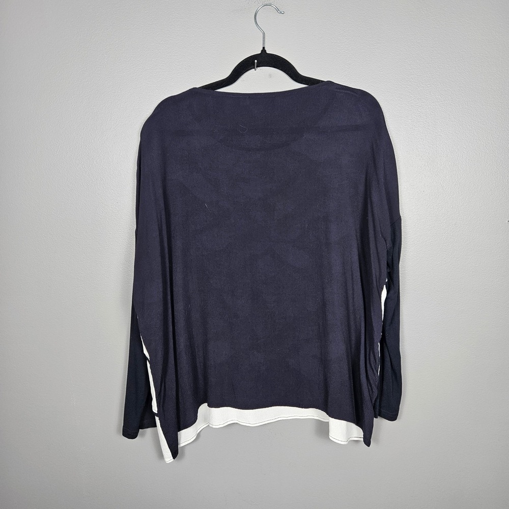 Mint Velvet Womens Size 16 Striped Drop Shoulder Long Sleeve Top Navy Ivory - Picture 2 of 6